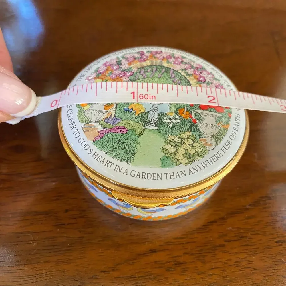 Staffordshire Enamels England God's Garden Floral Trinket Pill Box Vintage